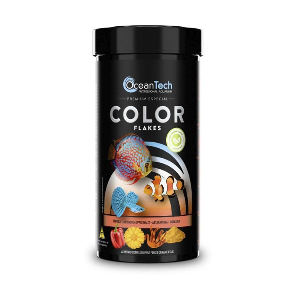 Ração Peixe Oceantech Color Flakes Suplemento Realça Cor 10G