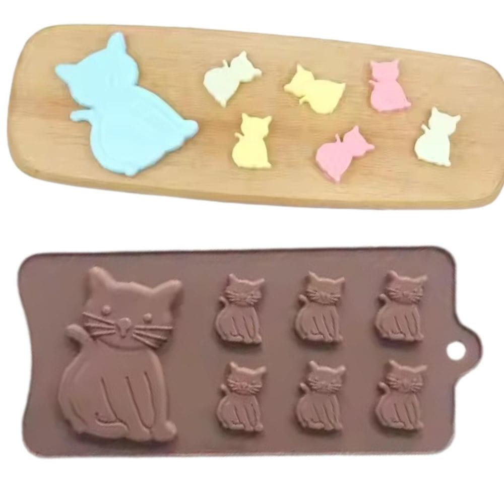 Molde Silicone Chocolate Bombom Doce Gato Gatinho Fondant
