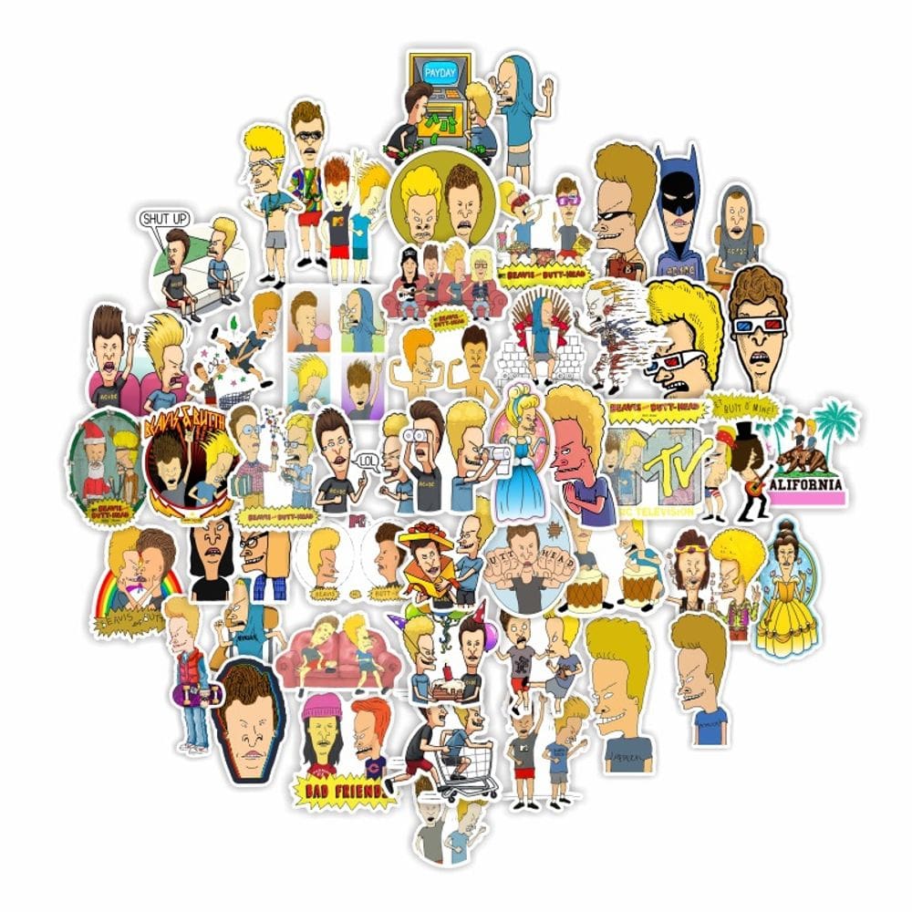 Adesivos Beavis And Butt-Heads em vinil impermeável, 50 unidades