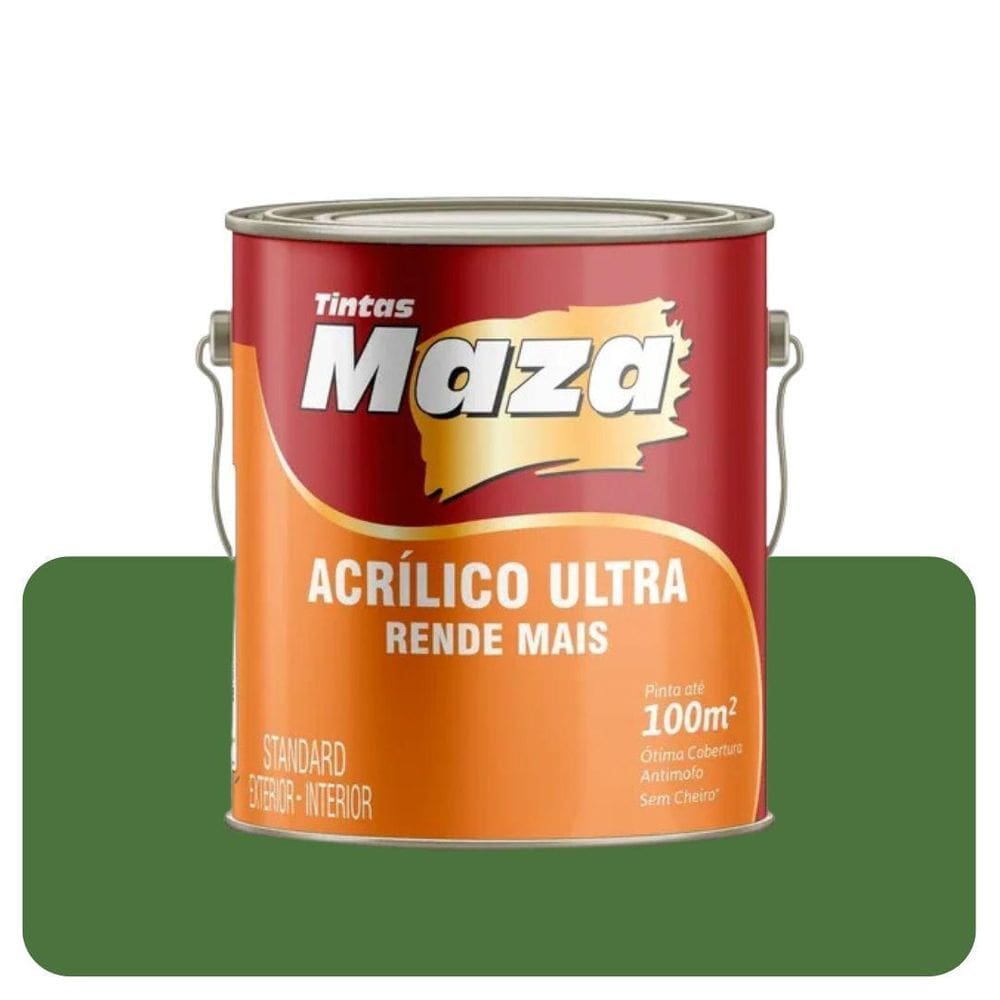 Tinta Acrílica Maza Ultra Verde Musgo 3,6L Fosco Standard