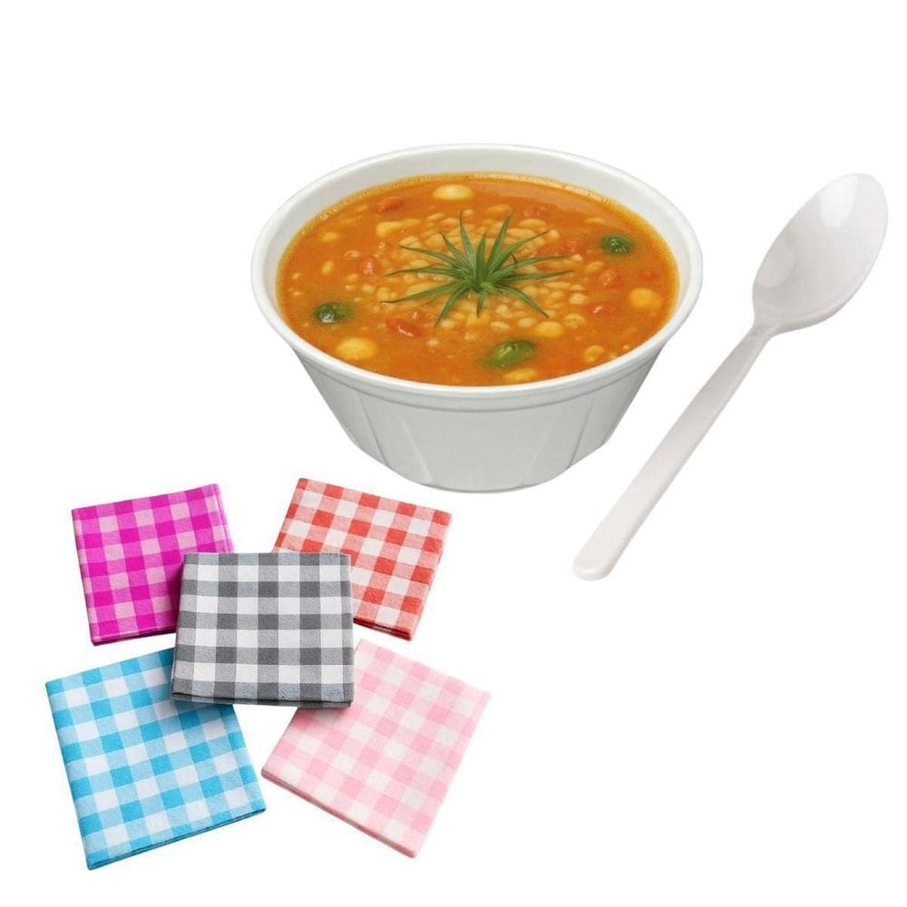 Kit Descartáveis 100 Cumbucas De Isopor+Colheres+Guardanapo