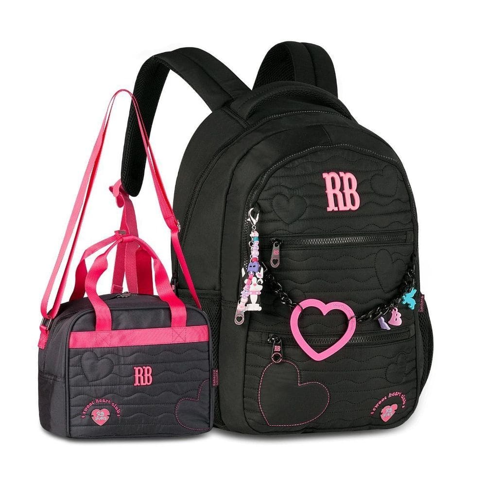 Kit Mochila E Lancheira Rebecca Bonbon Premium Corações