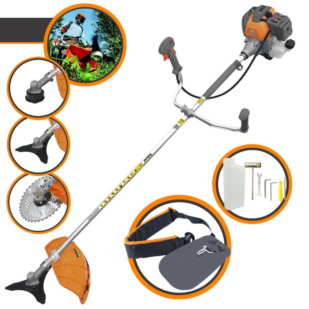 Roçadeira À Gasolina Tekna RL520P 52cc 2HP de Potência 2 Tempos Alta Rotação Completa Com Carretel Nylon + Faca 3 Pontas + Faca 40 Dentes Vídea