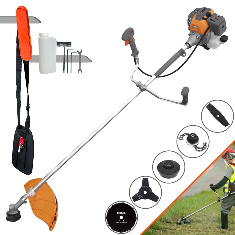 Roçadeira Robusta Tekna RL520P À Gasolina 52cc 2HP 5 Opções de Corte Com Lâmina Facão, Lâmina 3 Pontas, Lâmina 80 Dentes, Trimmer e Carretel