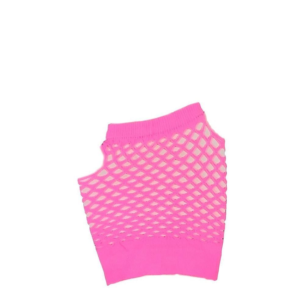 Luva Arrastão Curta Sem Dedos Colorida Fantasia Cor:Rosa