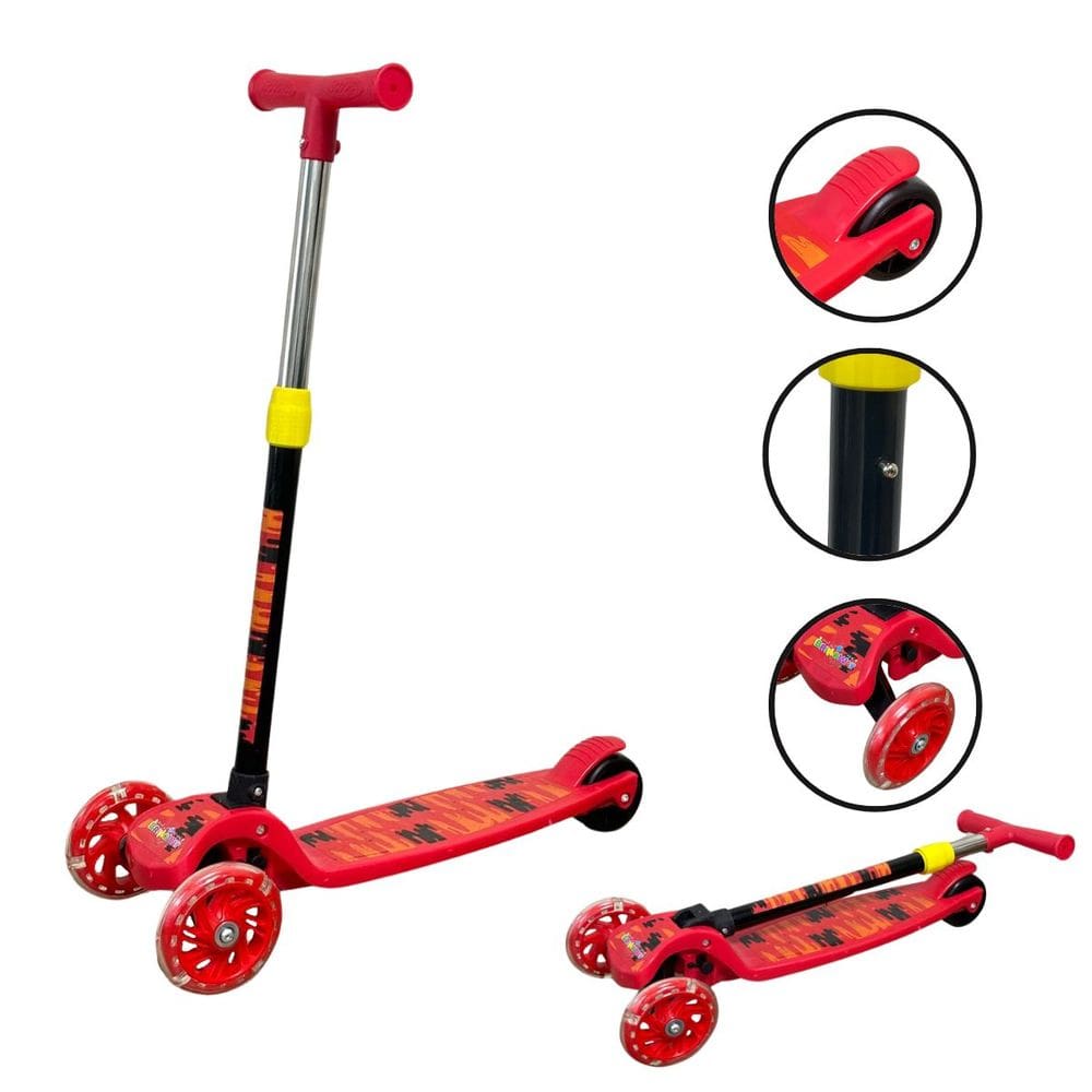 Patinete Infantil 3 Rodas em Pvc Freio Dobrável Altura Ajustável Menina Vermelho Importway Bw283vm