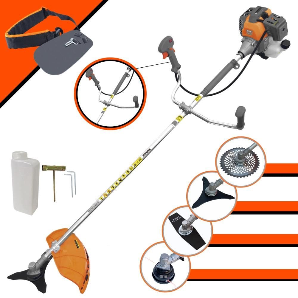 Roçadeira Podador de Grama À Gasolina RL520-P 2T 52cc 2HP de Alta Performance Com Carretel e Faca 3 Pontas + EXTRA Faca 2 Pontas e Faca 40 Dentes