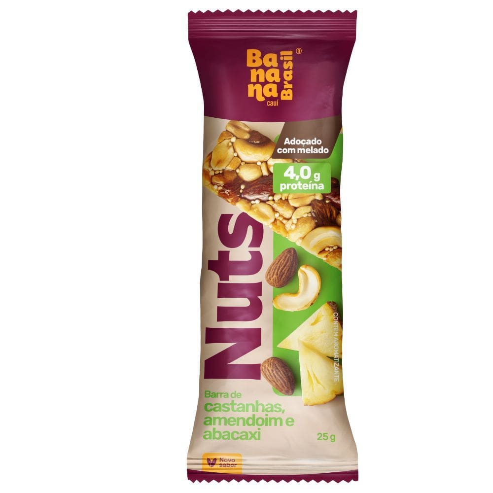 Barra Nuts Banana Brasil Sabor Castanhas Amendoim e Abacaxi 25g