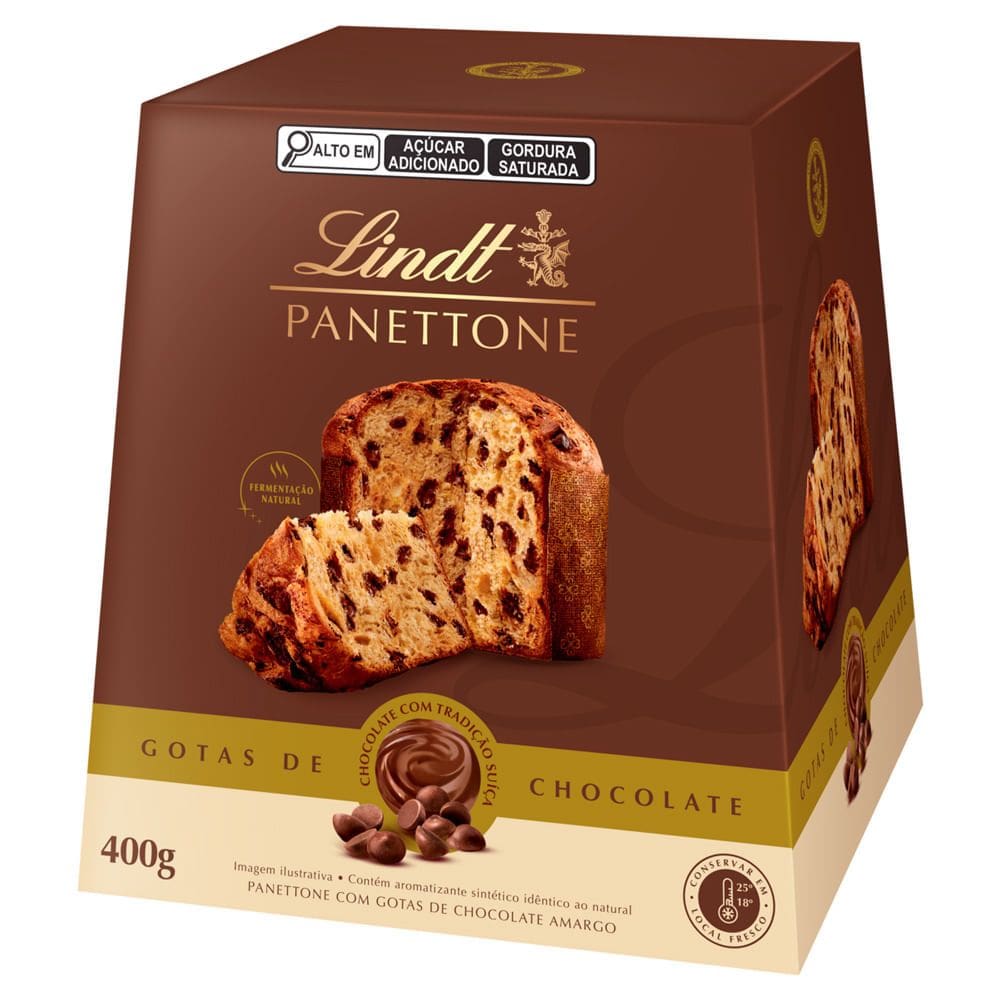 Panettone Lindt Com Gotas de Chocolate Amargo 400g