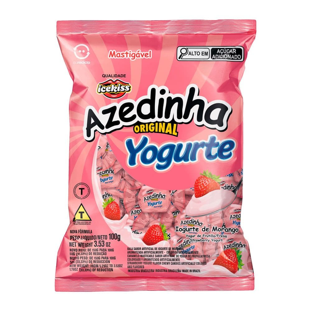 Balas Azedinha Yogurte de Morango Mastigáveis 100g