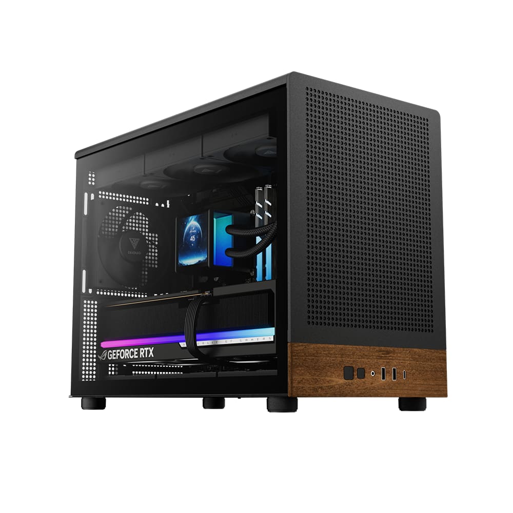 Gabinete Gamer Gamdias Athena M4M Wood Mid Tower M-ATX Com 3 Fans Preto
