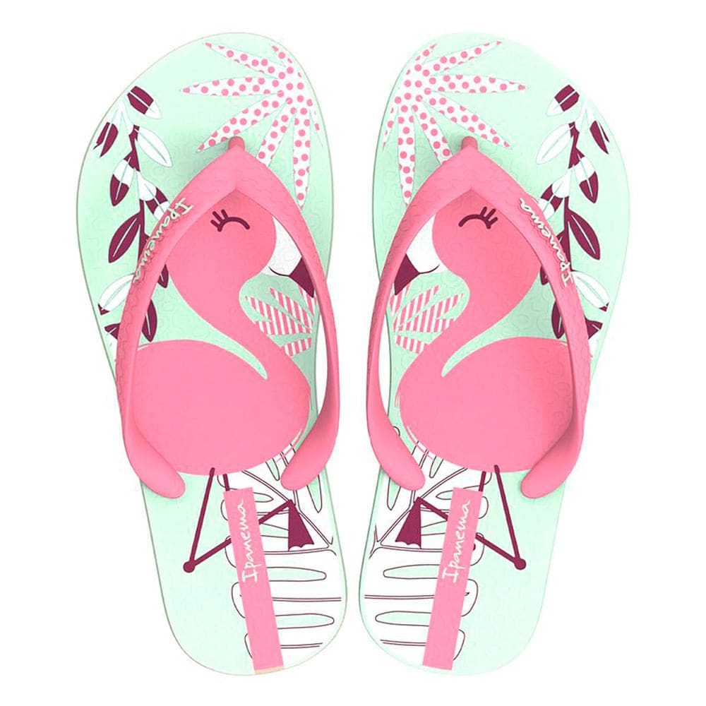 Chinelo Ipanema Infantil Fantasia Rosa e Verde Tamanho 31/32 1 Par
