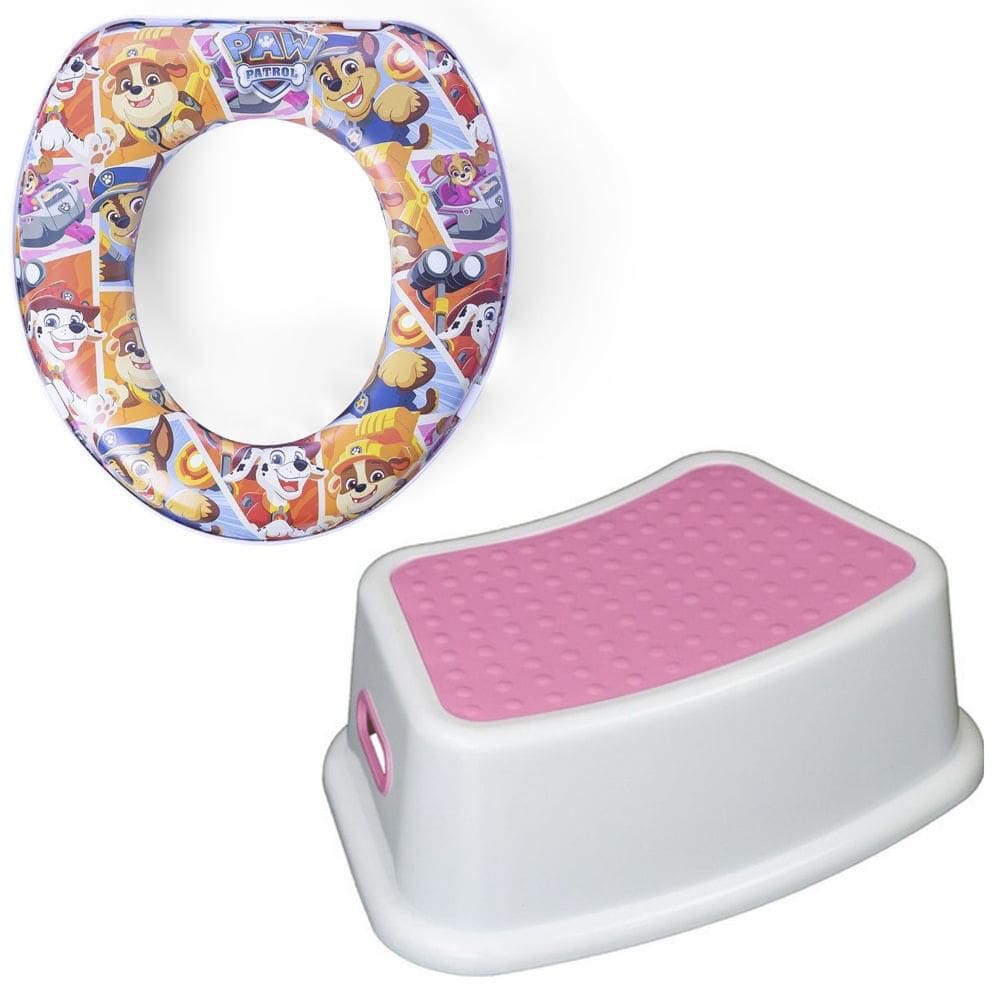 Kit Completo Desfralde Redutor Assento Vaso Sanitário e Degrau Banquinho Crescidinho Patrulha Canina