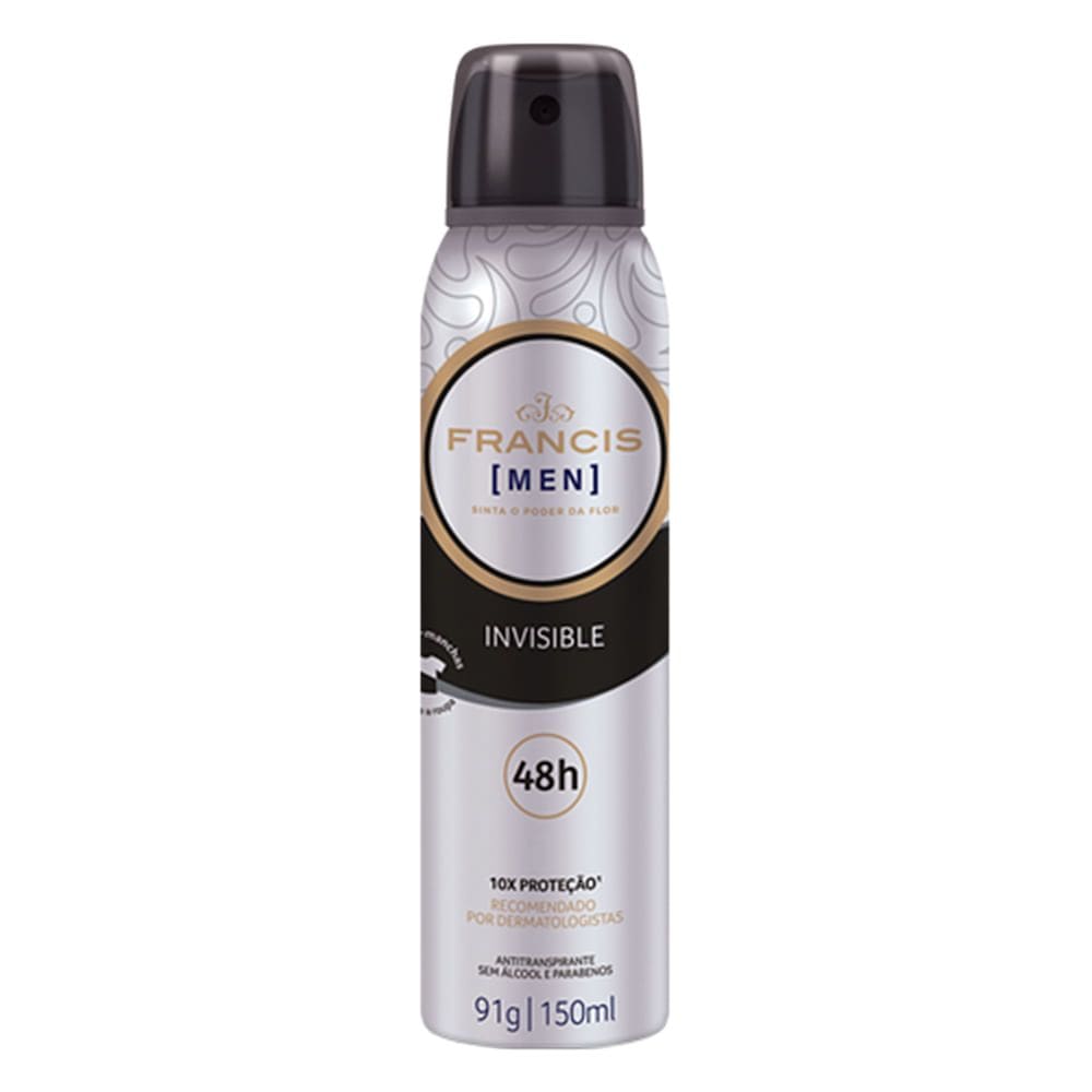 Desodorante Francis Men Invisible Aerosol Antitranspirante 48h 150ml