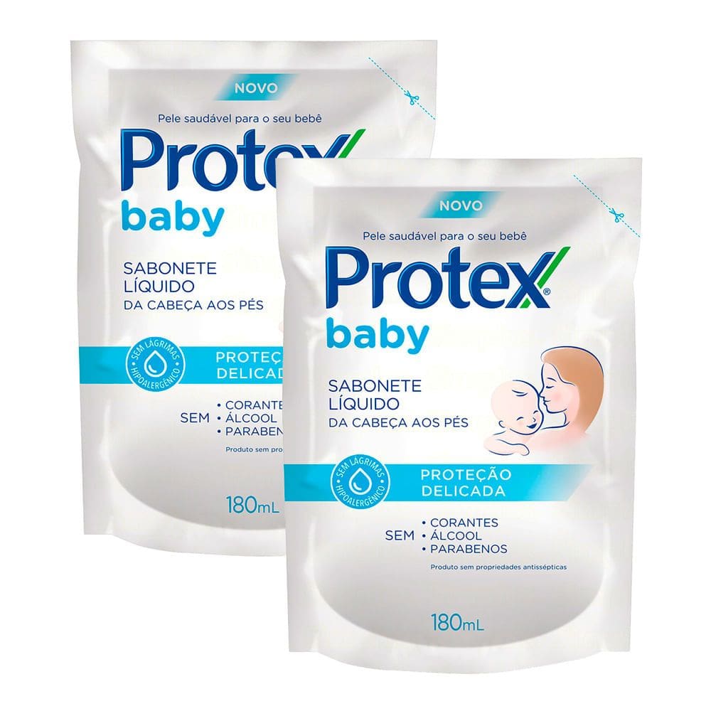 Sabonete Líquido Protex Baby Proteção Delicada Refil 180ml | Kit com duas unidades