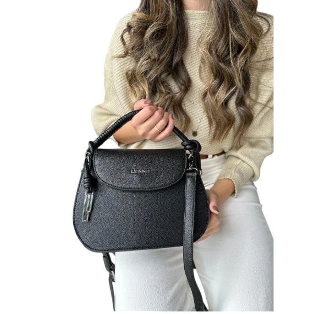 Bolsa Feminina Transversal Com Alça Em Corda - Preta