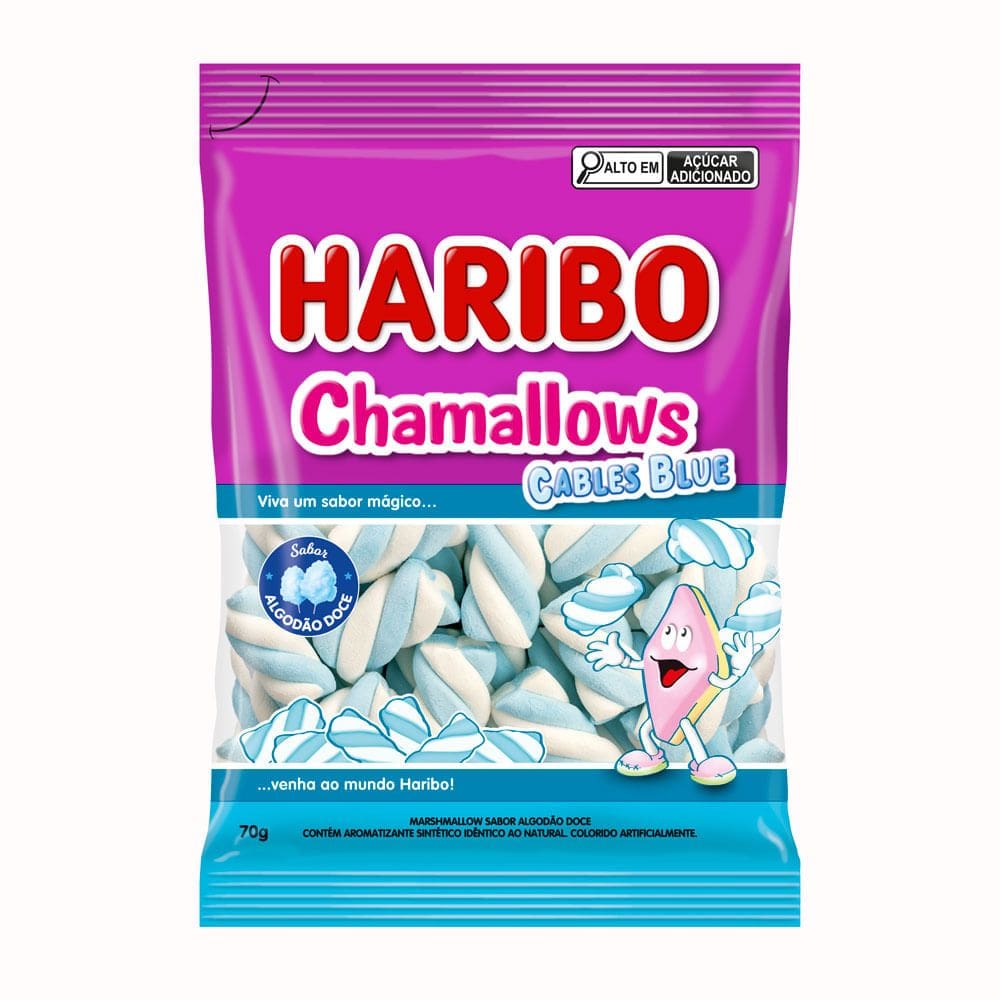 Marshmallows Haribo Chamallows Cables Blue Sabor Algodão Doce 70g