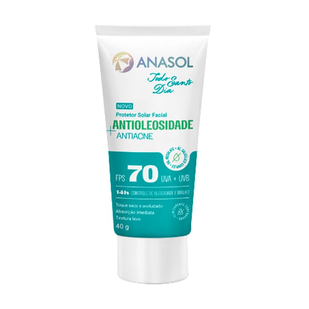 Protetor Solar Facial Anasol Antioleosidade e Atiacne FPS 70 40g