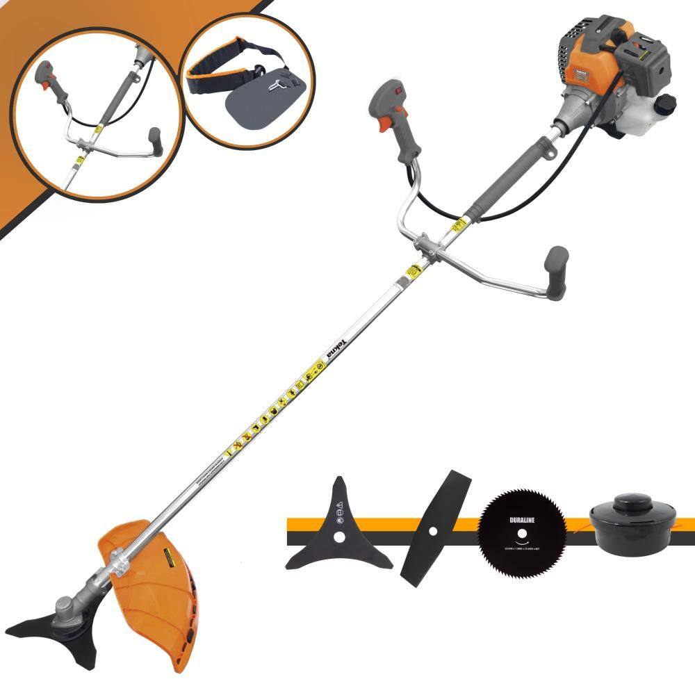Roçadeira Multifunções Tekna RL520P Motor 2 Tempos 52cc 10.000rpm 2HP de Potência Com Carretel e Faca 3 Pontas + Faca 2 Pontas + Faca 80 Dentes