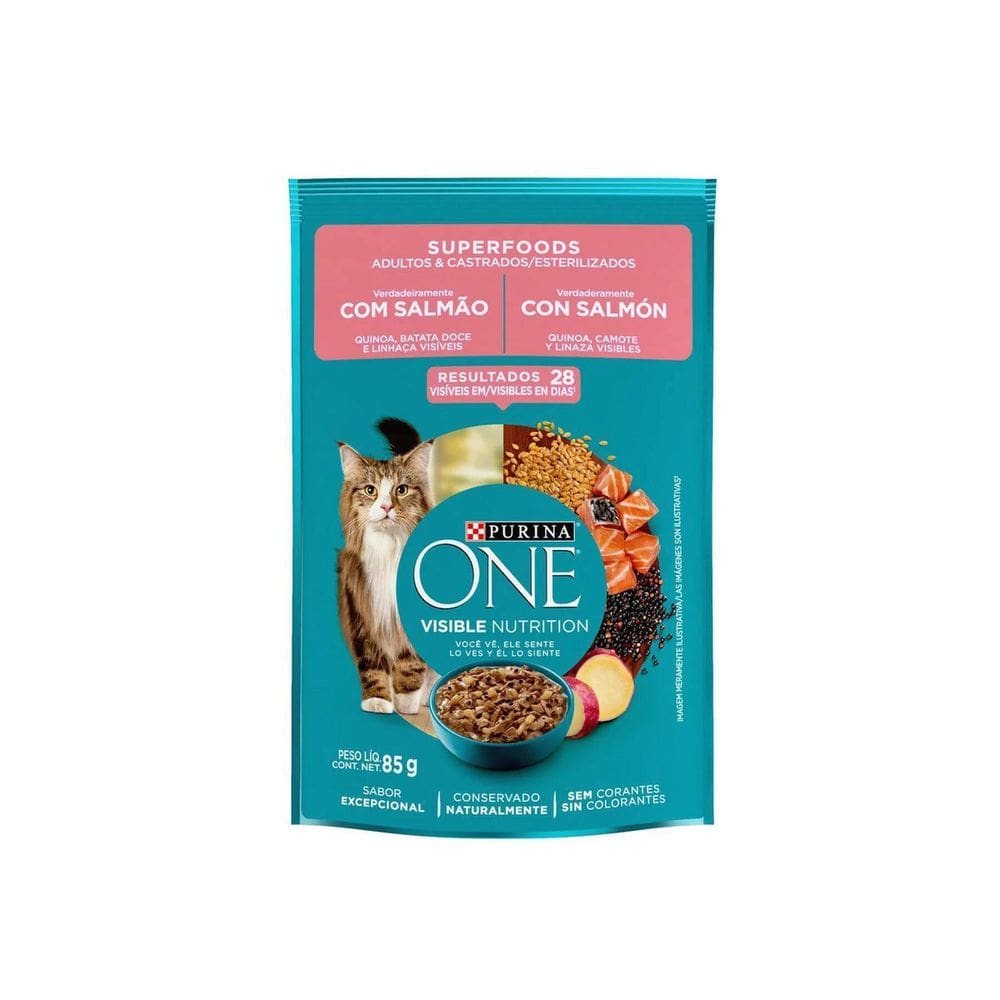 Ração Úmida Para Gatos One Superfoods Salmão 85Gr