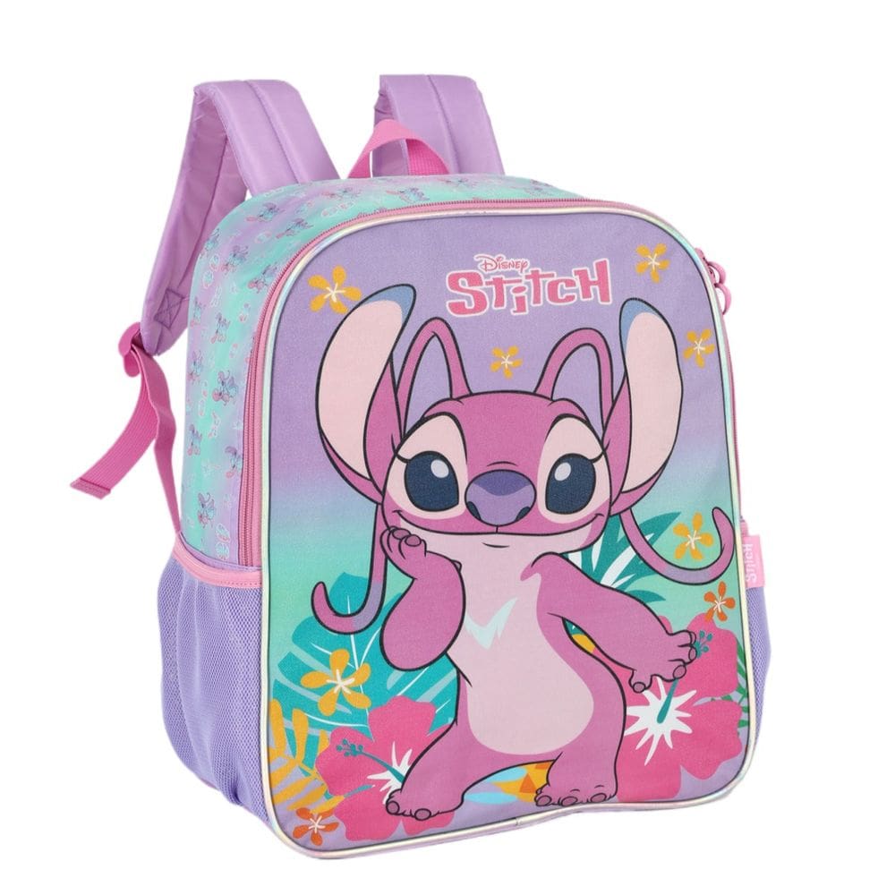 Mochila Grande Lilo Stitch Reforçada Juvenil Roxo Disney