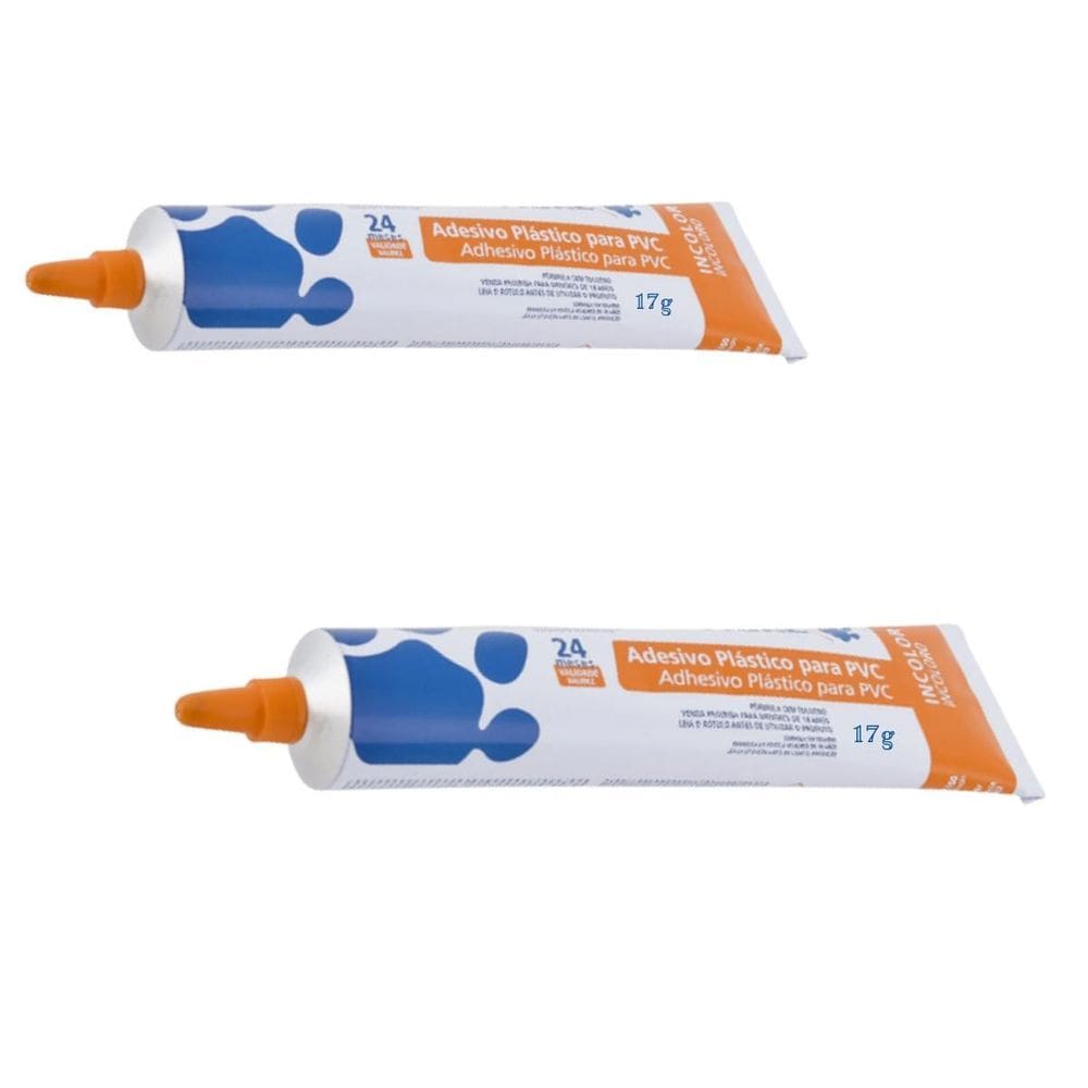Kit 2 Bisnaga Cola Adesivo Incolor Tubo Cano Pvc 17G