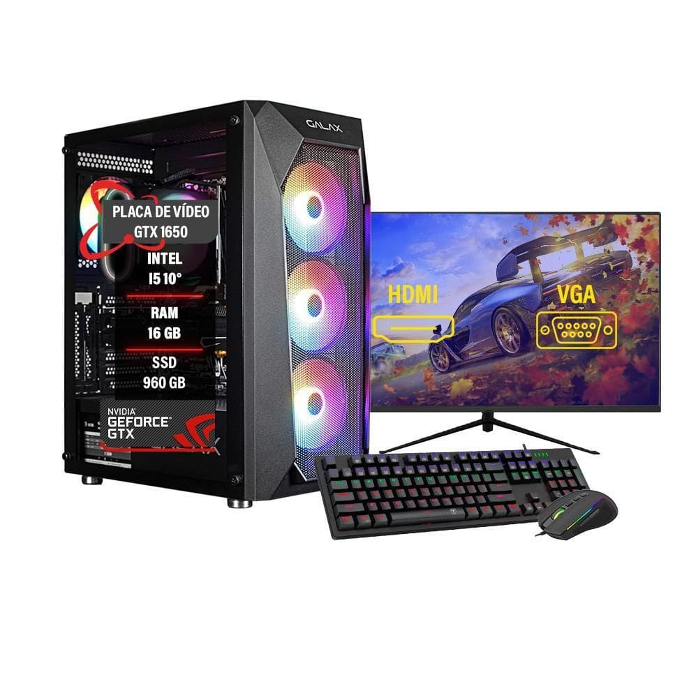 Pc Gamer Completo I5 10º 16Gb Ssd 960 Gtx 1660 Monitor 32