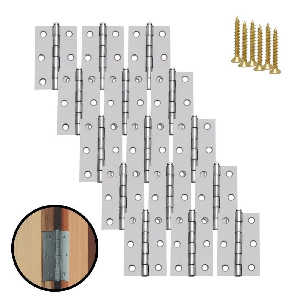 Kit 15 Dobradiças Zincada Para Porta De Madeira 8,9Cm