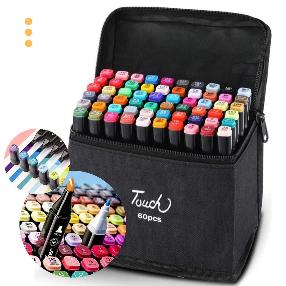 Caneta Marcador Touch Ponta Dupla Kit 60 Cores Para Colorir