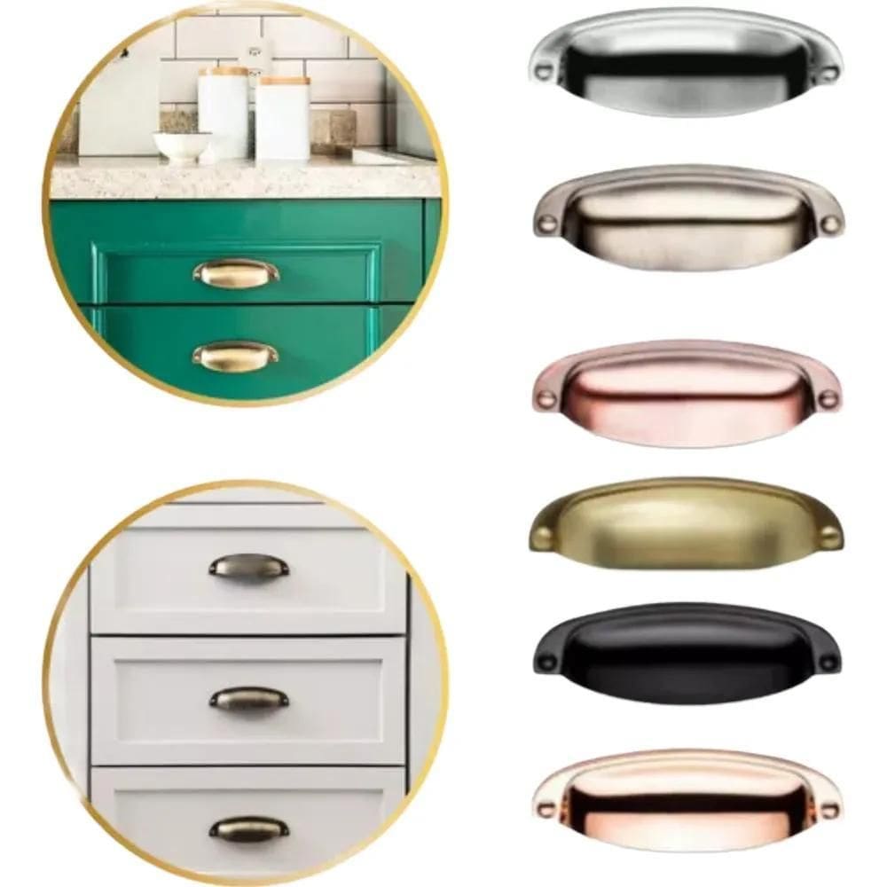 2X Puxador Concha Cozinha Porta Gaveta Armário Kit 6 Unidade