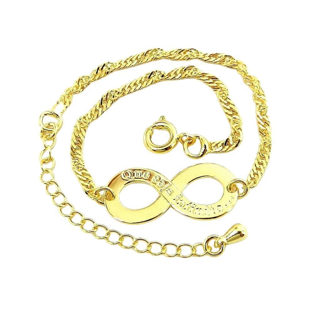 Pulseira Feminina 16/21Cm 1Mm Infinito Folheado Ouro Pl241