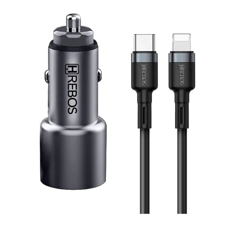 Carregador Veicular Hrebos 60w Usb-c Lightning Crv-203i Preto