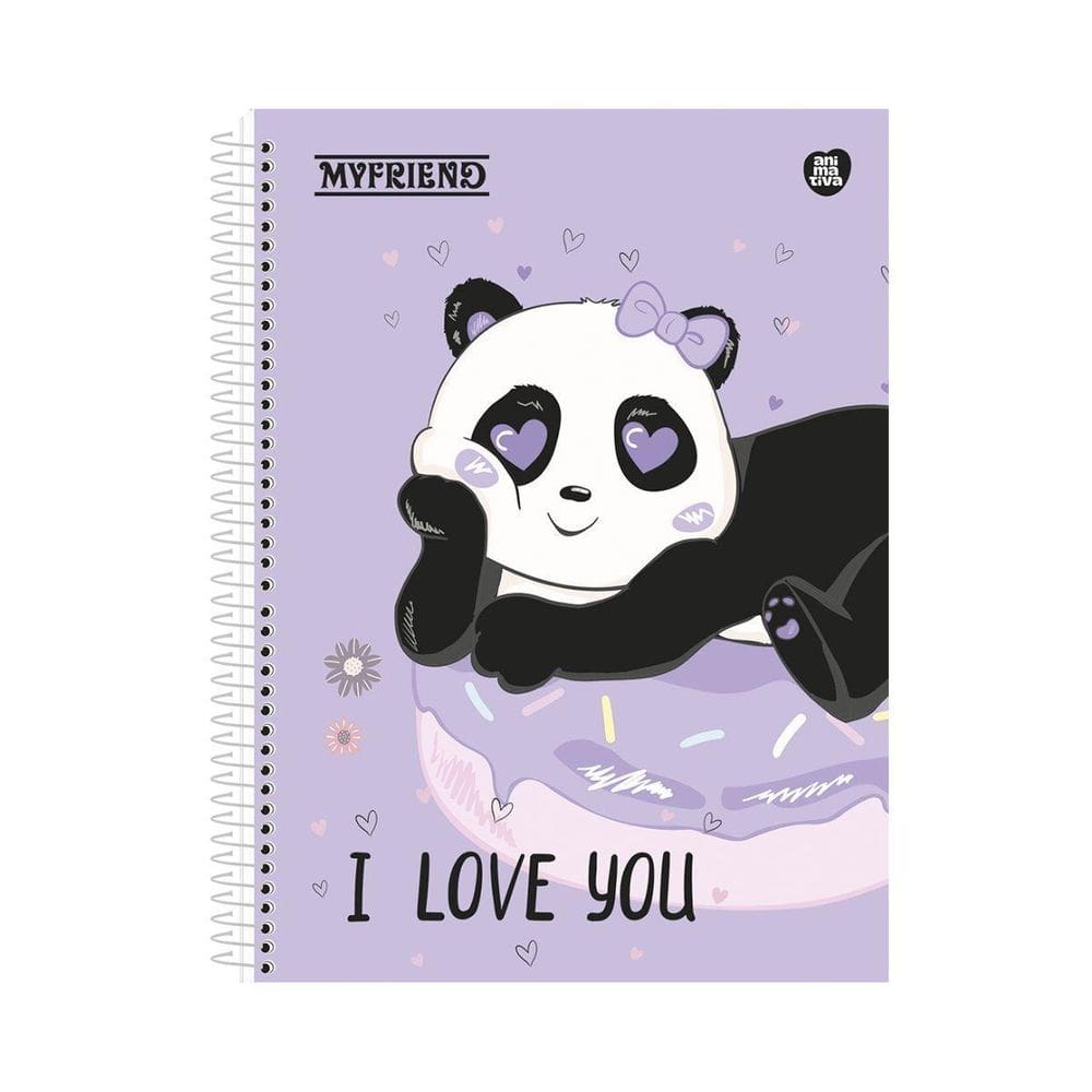 Caderno Pandinha My Friend Capa Dura 1 Matéria Escolar 80Fs