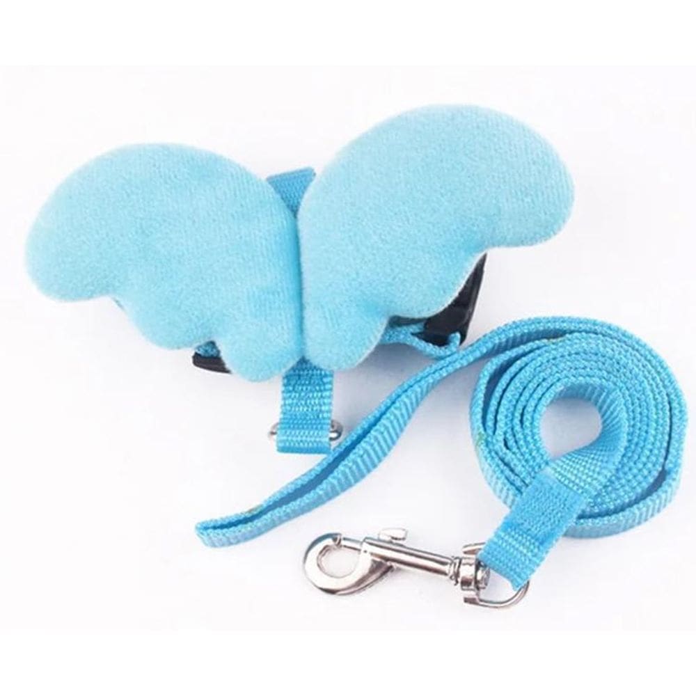 Coleira Peitoral Anjo Para Gato Pet Ajustável Com Guia Asa