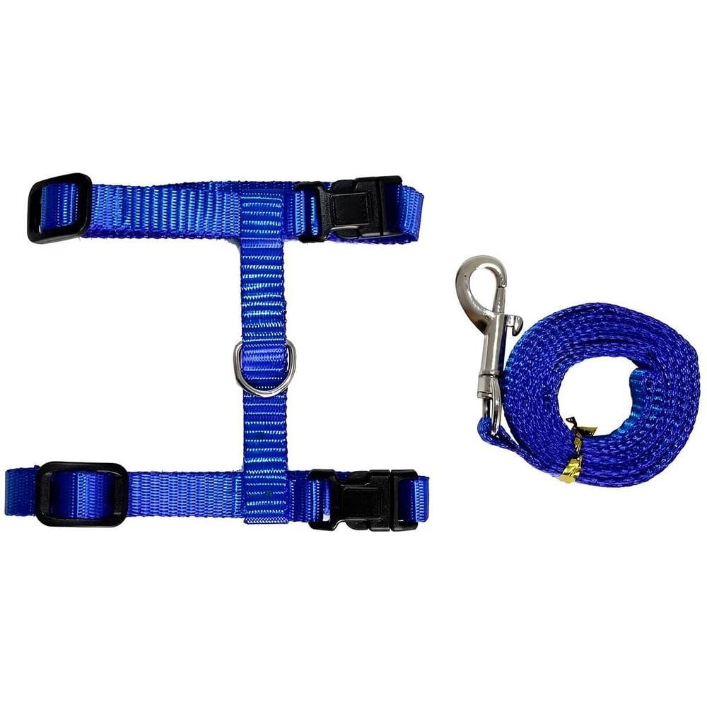 Coleira Peitoral Ajustável Com Guia Para Gatos Azul Pet