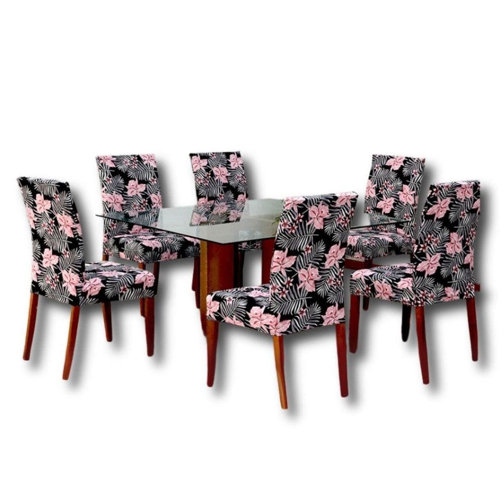 Kit 6 Capas Para Cadeiras De Jantar Floral Decorativas