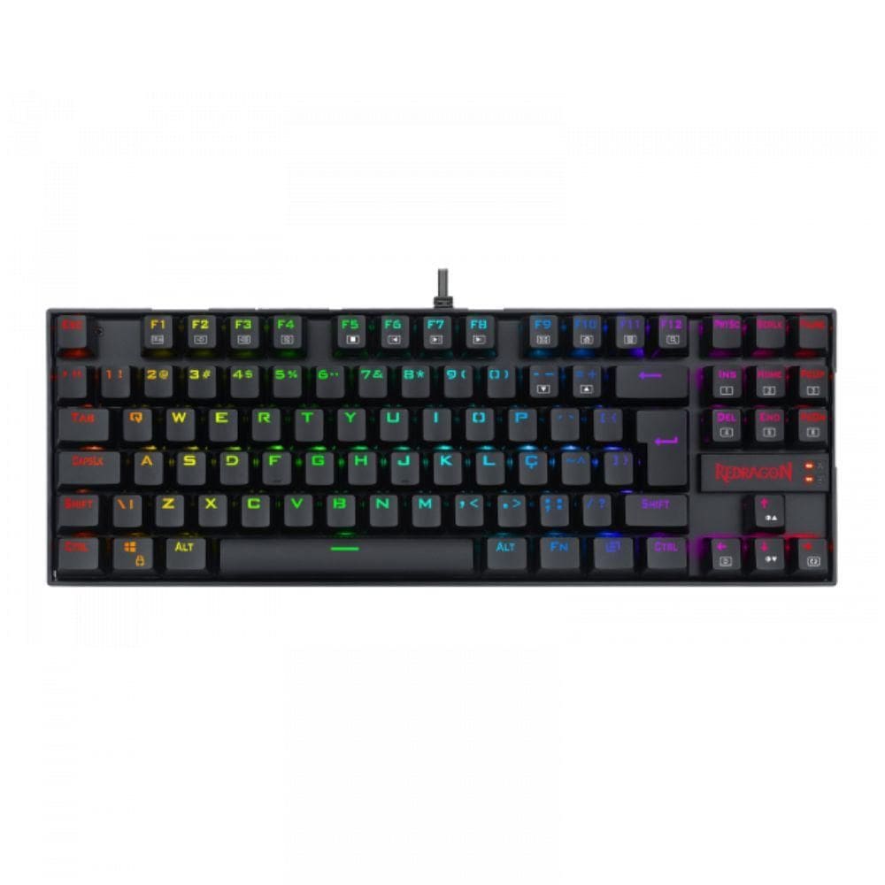 Teclado Gamer Kumara Pro RGB Redragon K552RGB-PRO Mecanico Switch Azul
