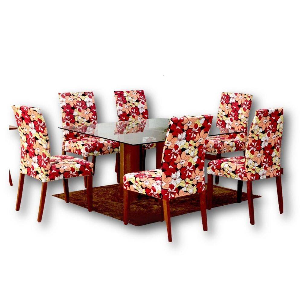 Kit 6 Capas Para Cadeiras De Jantar Floral Decorativas
