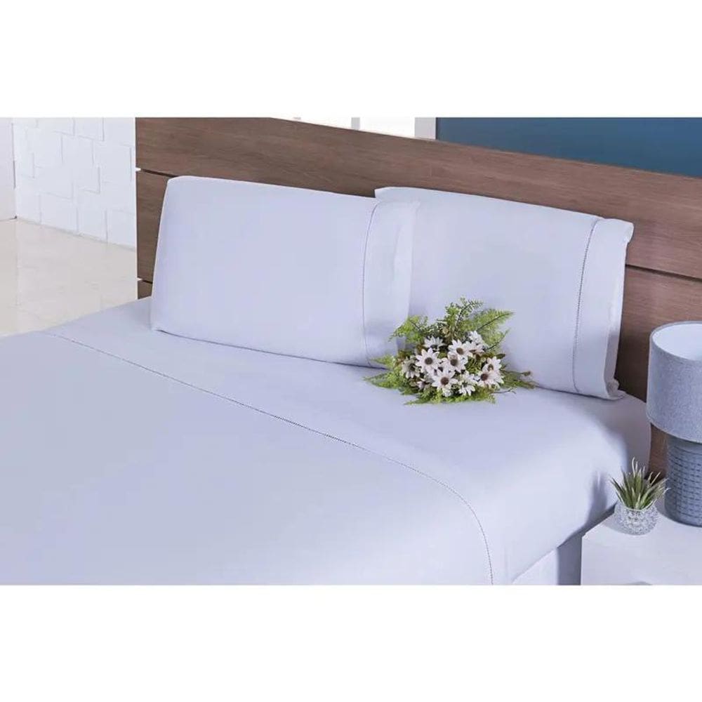 Jogo Lençol Mini Cama 2 Peças Percal 200 Fios Branco