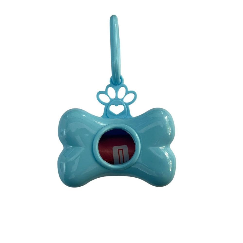 Porta Saquinho Com 1 Refis Cães Recolher Cocô Cor Azul