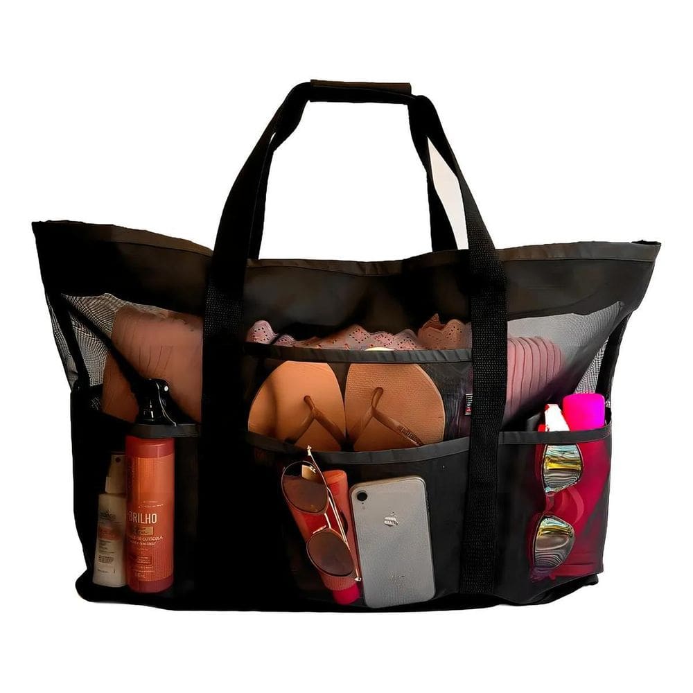Bolsa Para Praia Verao Sacola Cor Preto Organiz
