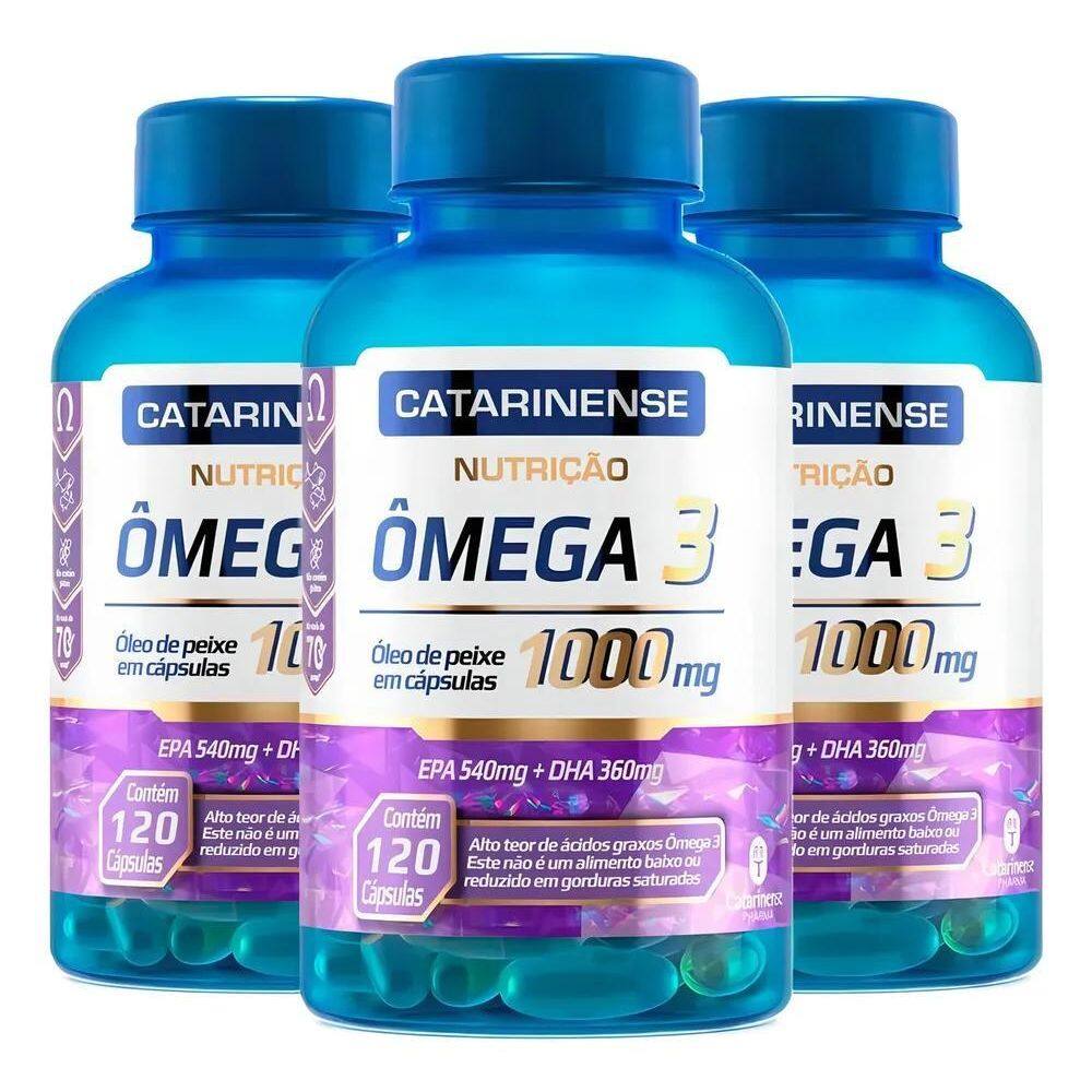 2X Kit 3 Ômega 3 1000Mg Catarinense Pharma  360 Cápsulas  Sa