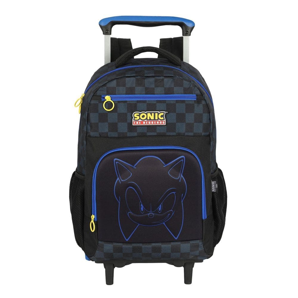 Mochila Rodas Sonic Juvenil Escolar Jogo Mala Meninos Preto