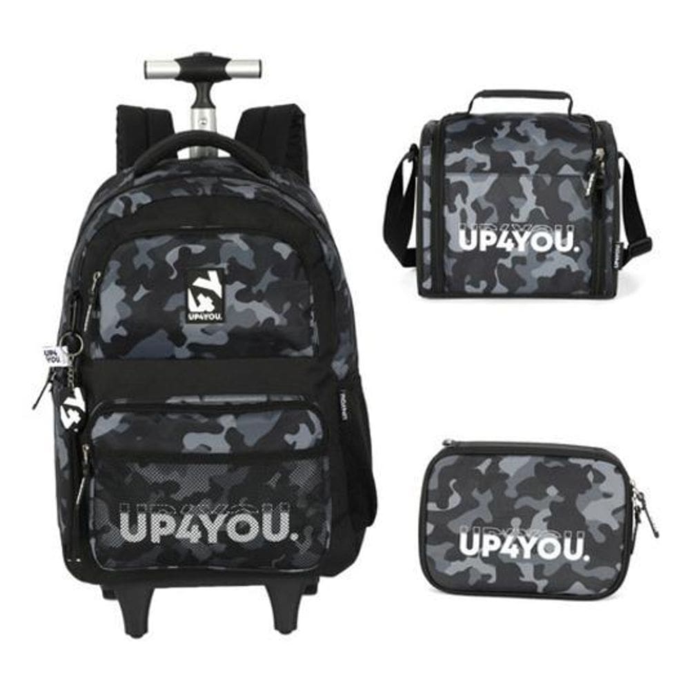 Kit Mochila De Rodinhas Camuflada Militar  Up4You