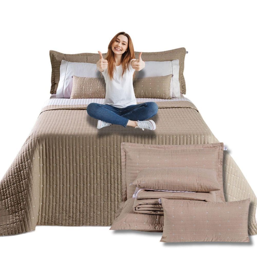 Conjunto Cobre Leito Casal 7 Peças Urbany Bordado Premium