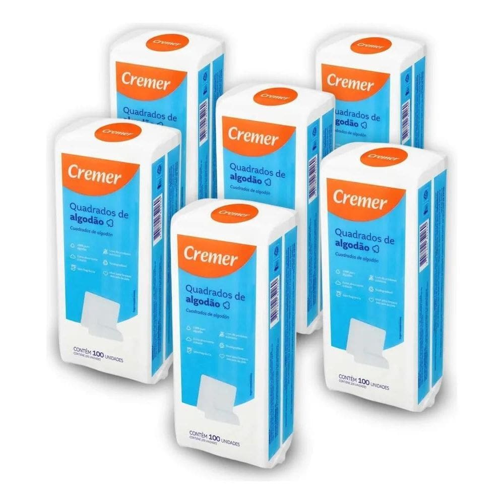 2X Algodão Quadrado Sem Perfume Cremer Bebê Limpeza Pele 100