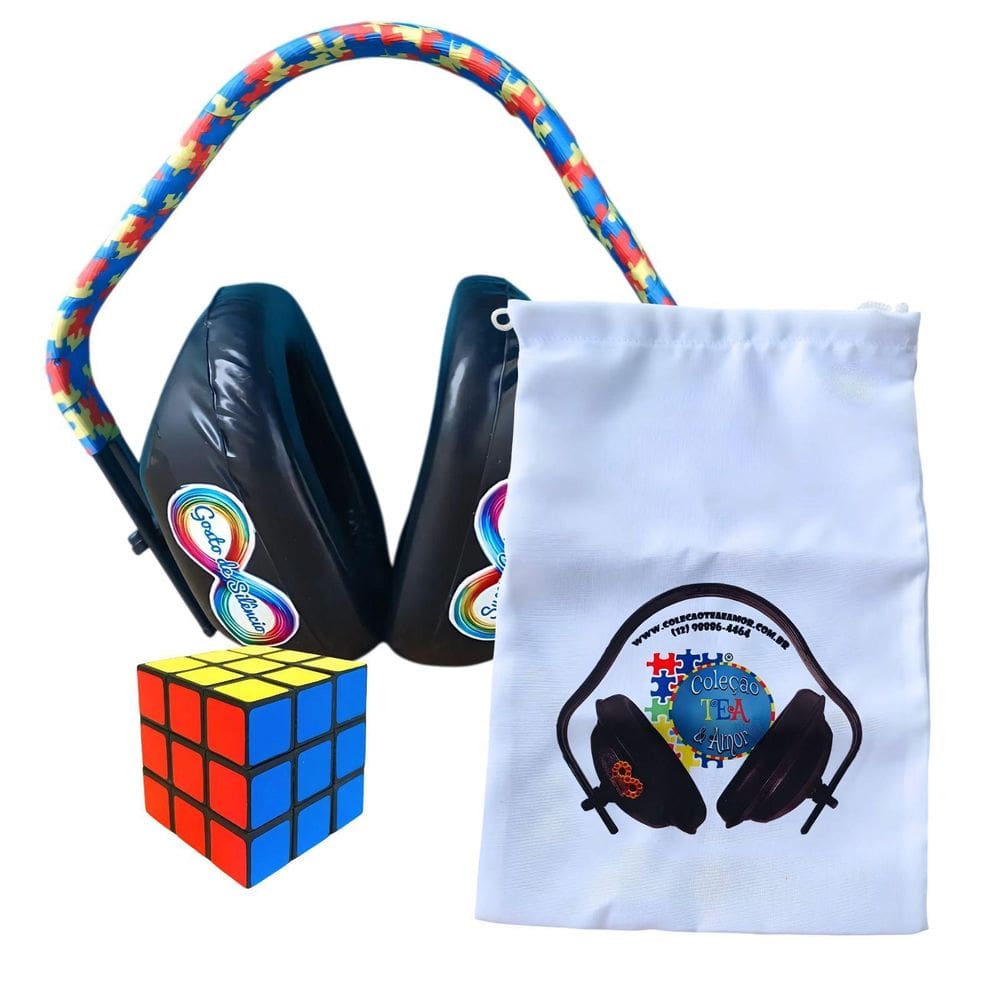 Abafador De Sons Para Autistas Colorido 11Db + Cubo Mágico