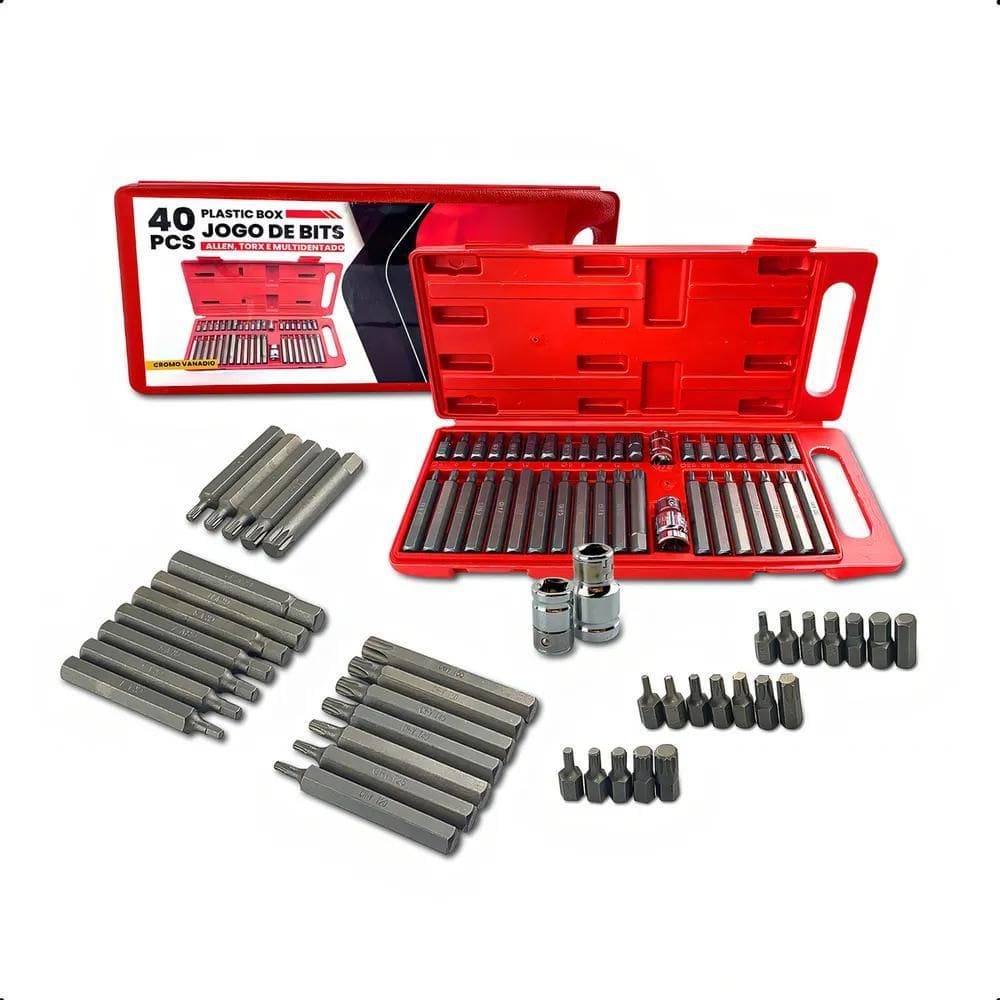 2X Jogo Ferramenta Bits Torx Allen Multidentado 40 Peças Mal