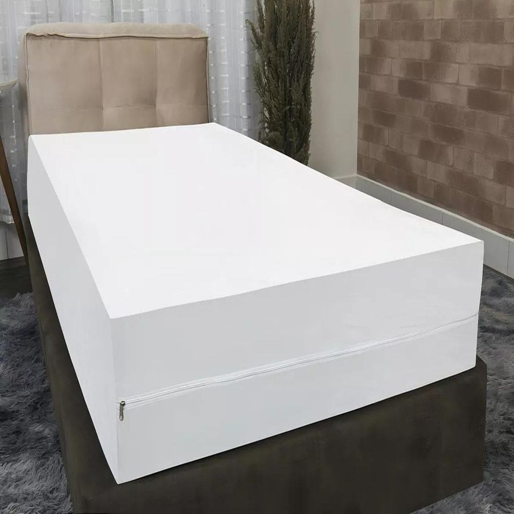 Capa Colchão Solteiro Branco Hospitalar Pousada Imper Ziper