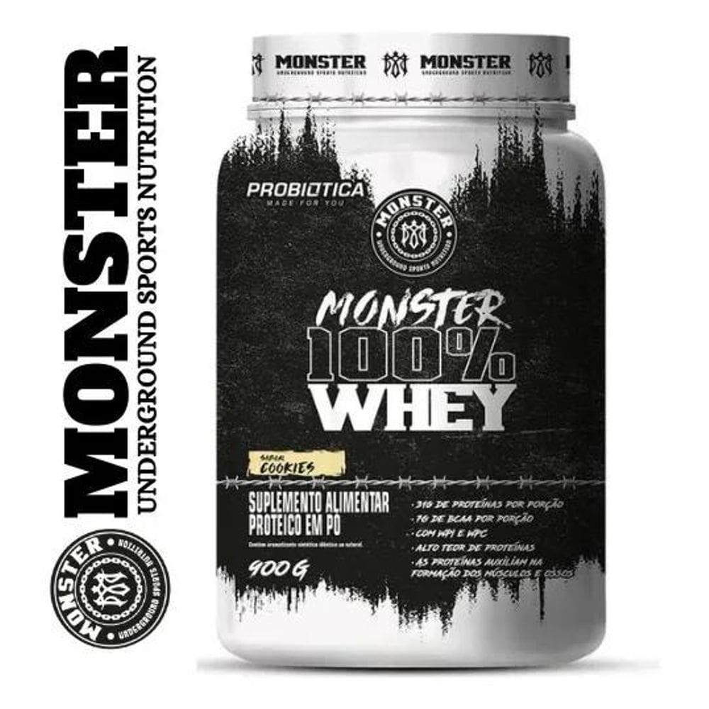 2X Whey 100% Monster Probiótica 900G  Wpi + Wpc  - Sabor Coo